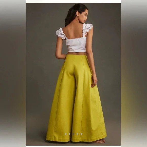 Maeve A-line Palazzo Pants Lime Color Size 4 - Picture 3 of 6